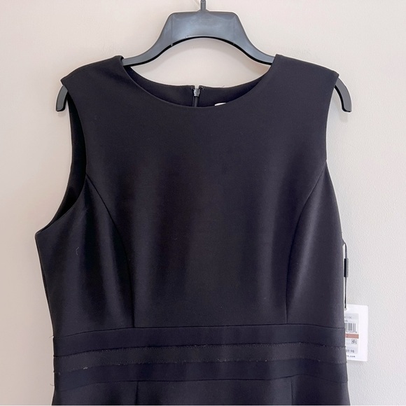 NWT Calvin Klein Sleeveless Fit And Flare Black Dress With Sheer Hem Detail, 12 - Picture 10 of 10
